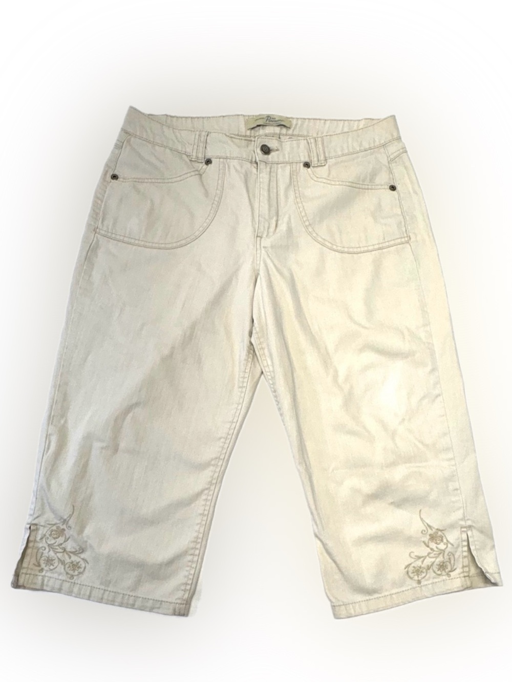 Penmans Embroidered Hem Khaki Capri Pants - Size 12
